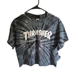 Thrasher tie dye cutoff tee